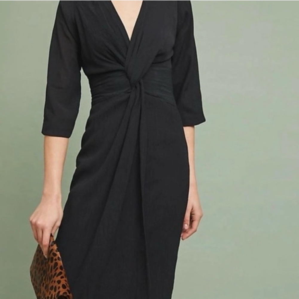 NEW! Anthropologie Black Twist Front Dress size 2